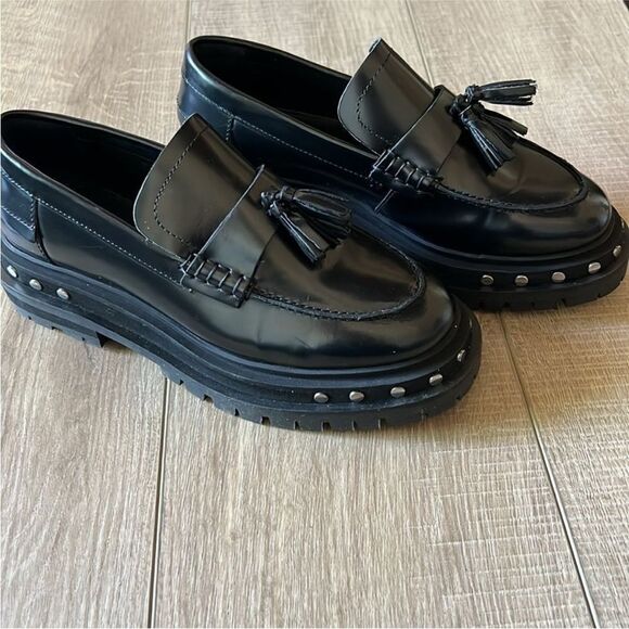 Free People Teagan Tassel Platform Loafers Black US 7 - Picture 3 of 6